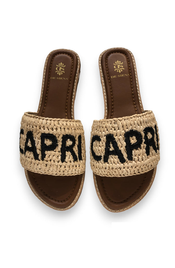 DE SIENA Capri Raffia Slip On Sandals