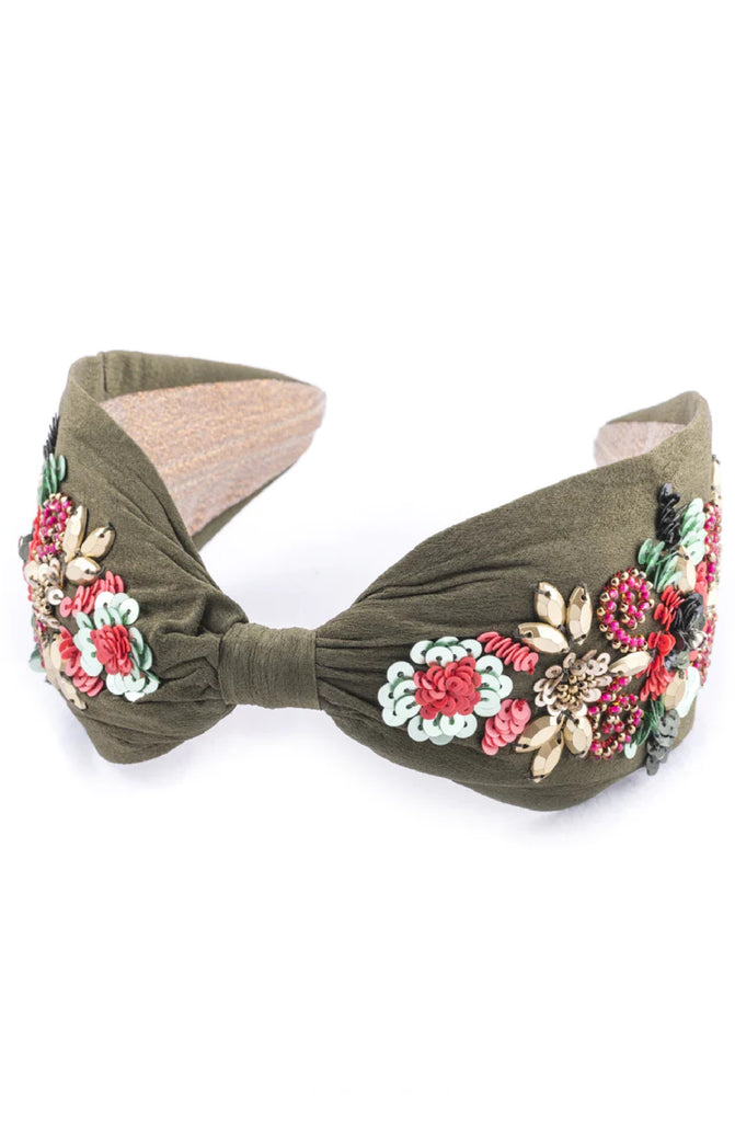 NAMJOSH Olive Flower Sequins Headband