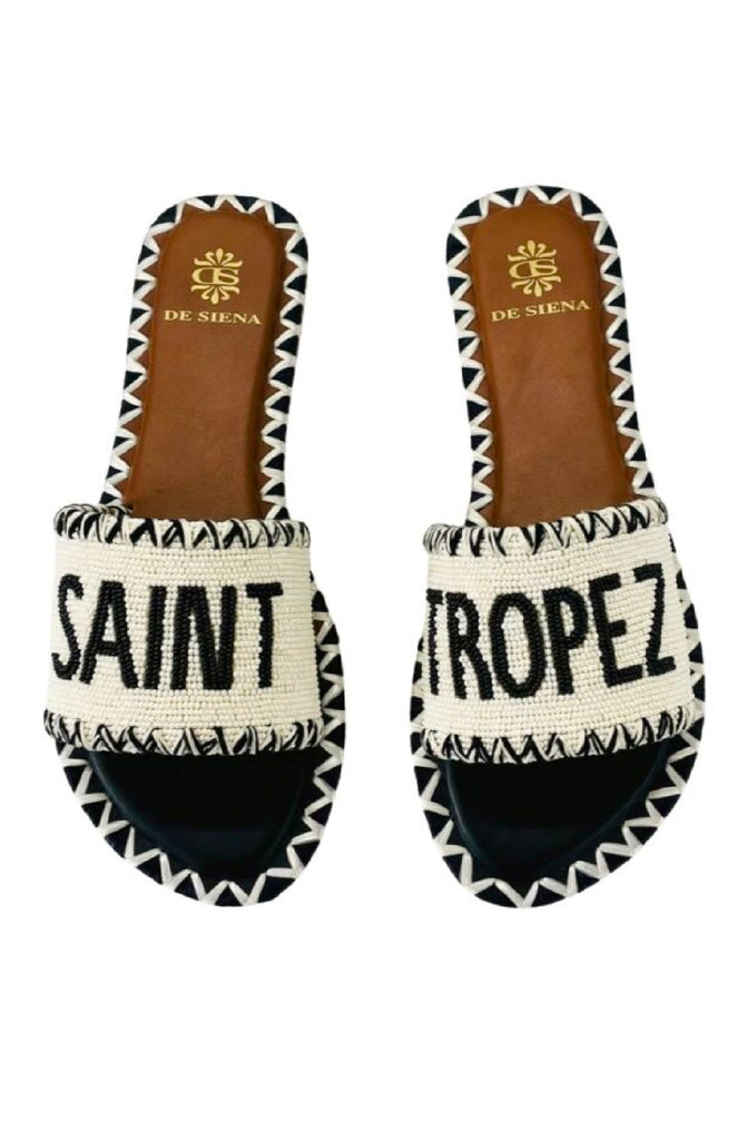 DE SIENA Saint Tropez Black Beads Slip On Sandals
