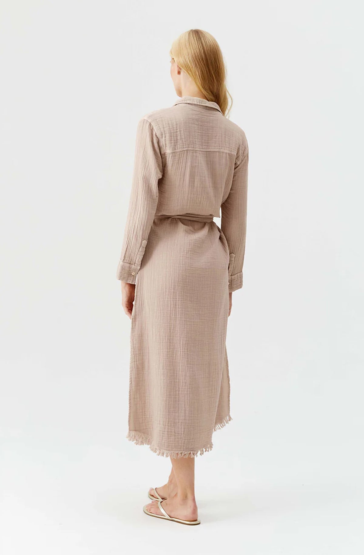 MELISSA ODABASH Women Margot Beige Long Shirt Dress | HAMAC Beach