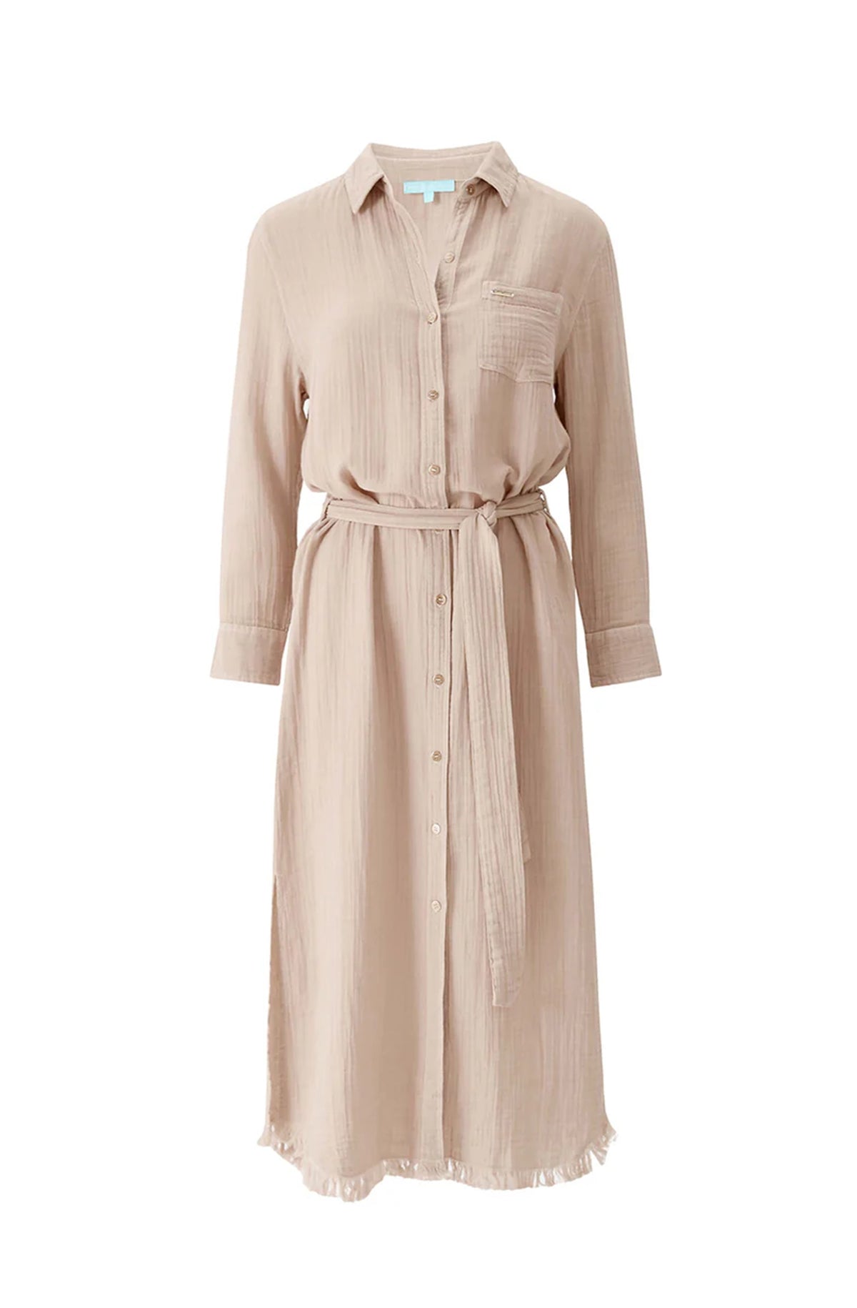 MELISSA ODABASH Women Margot Beige Long Shirt Dress | HAMAC Beach