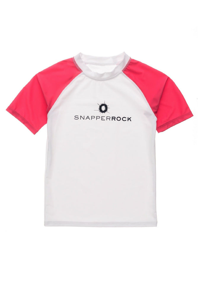SNAPPERROCK White Red Sleeve SS Rash Top
