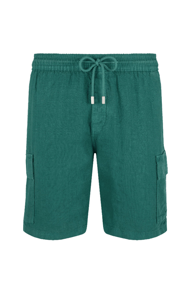 VILEBREQUIN Men Linen Bermuda Shorts cargo pockets