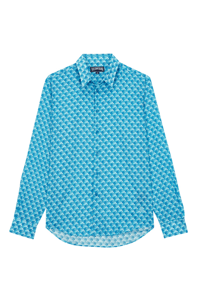 VILEBREQUIN Unisex Cotton Voile Summer Shirt Micro Waves