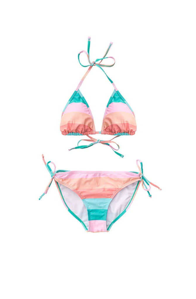 SNAPPERROCK Sunset Stripe Triangle Girls Bikini