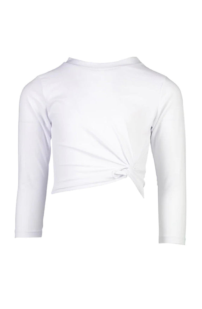 SNAPPERROCK Sustainable White Long Sleeves Wrap Crop Top