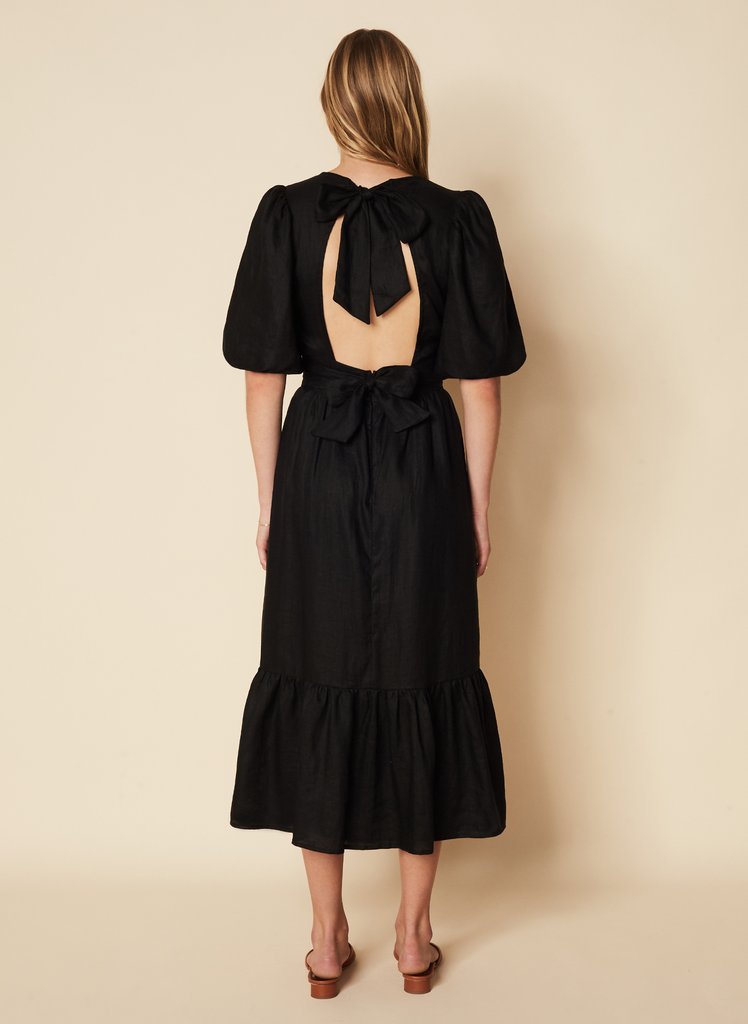 FAITHFULL THE BRAND Janielle Midi Dress Plain Black