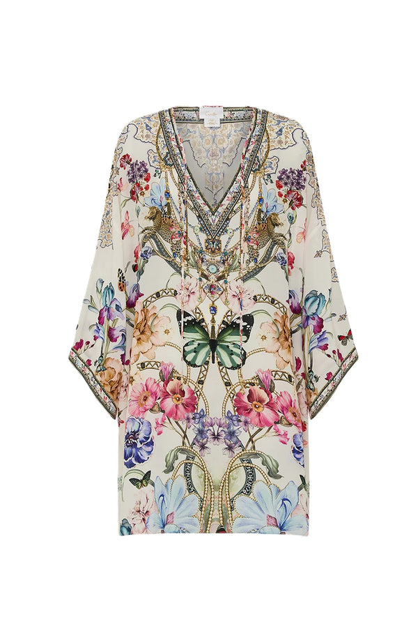 CAMILLA Women V Neck Short Kaftan with Ties - Monserrate Magic