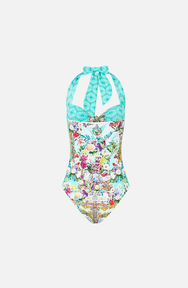 CAMILLA Women Tie Front Halter Neck One Piece Gardens Of Queluz
