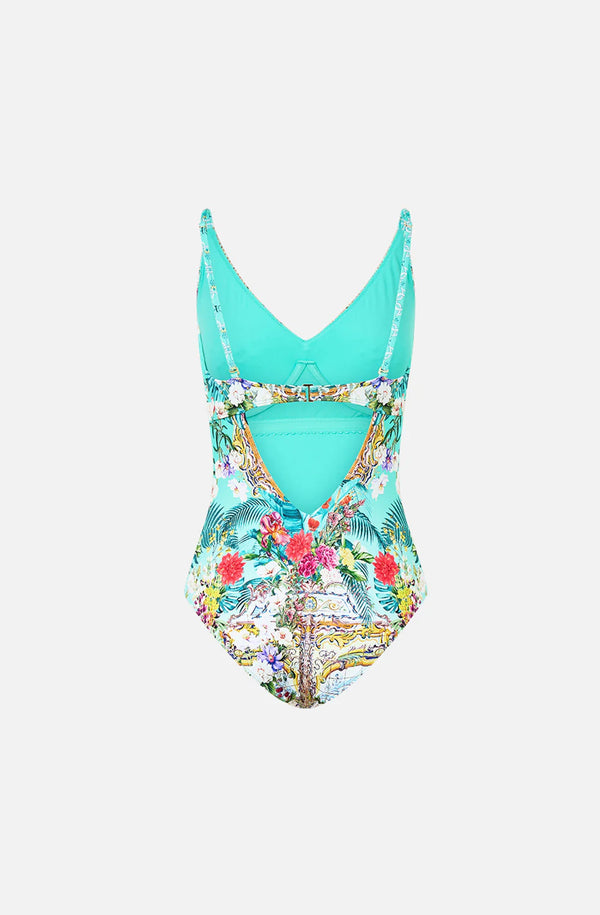 CAMILLA Women V Neck Underwire One Piece - Gardens Of Queluz