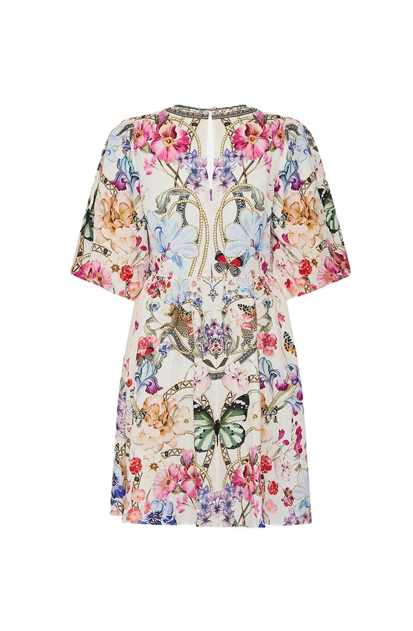 CAMILLA Women V Neck Puff Sleeve Short Dress - Monserrate Magic