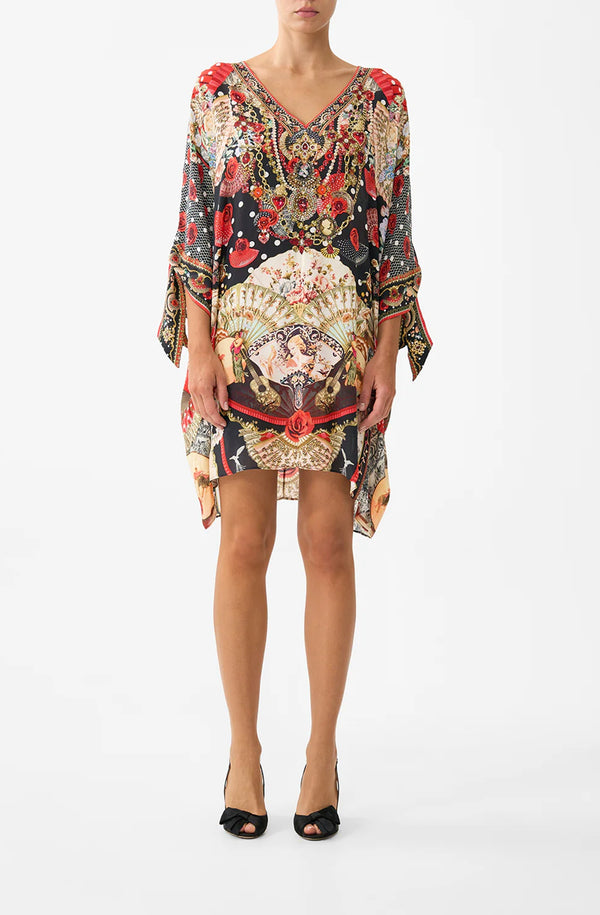 CAMILLA Women Tie Sleeve Short V Neck Kaftan - Daughters of Duende