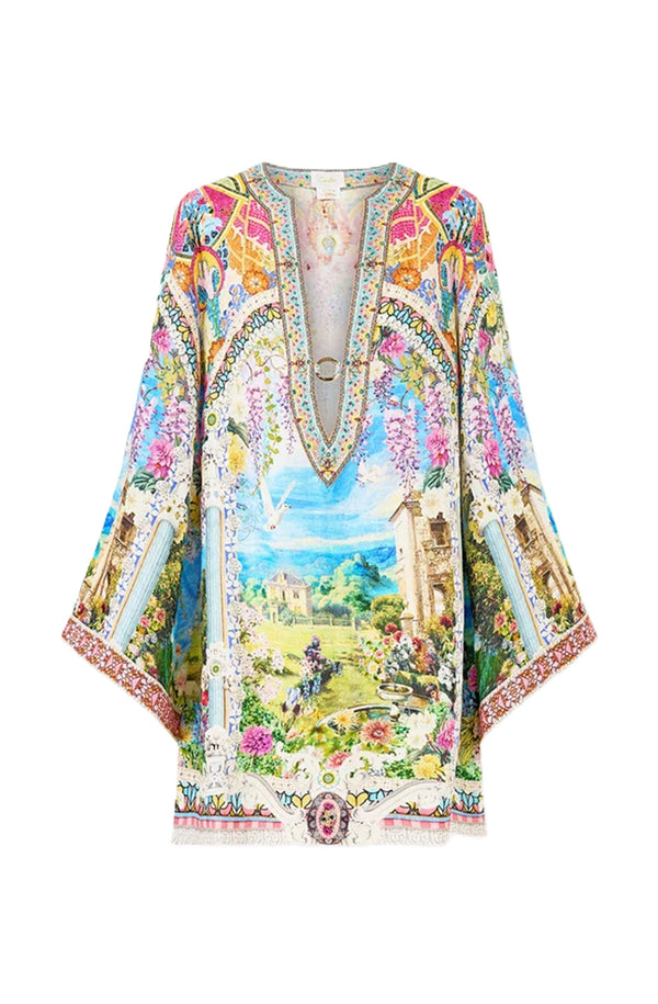 CAMILLA Women Deep V Neck Hardware Short Kaftan - Navàs Nouveau
