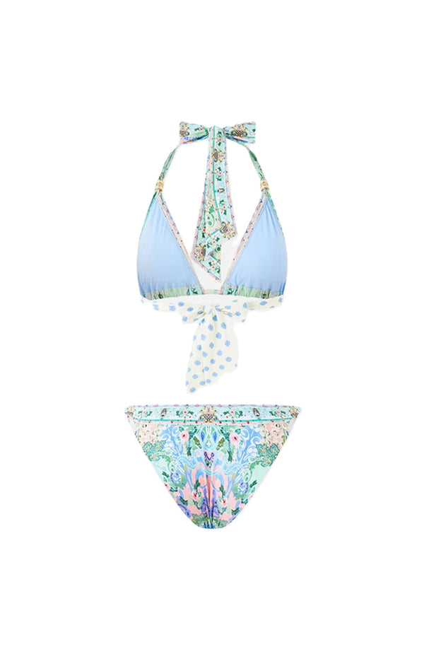 CAMILLA Women Soft Thick Tie Tri Bikini Set With Trims - Midsummer Mosaics