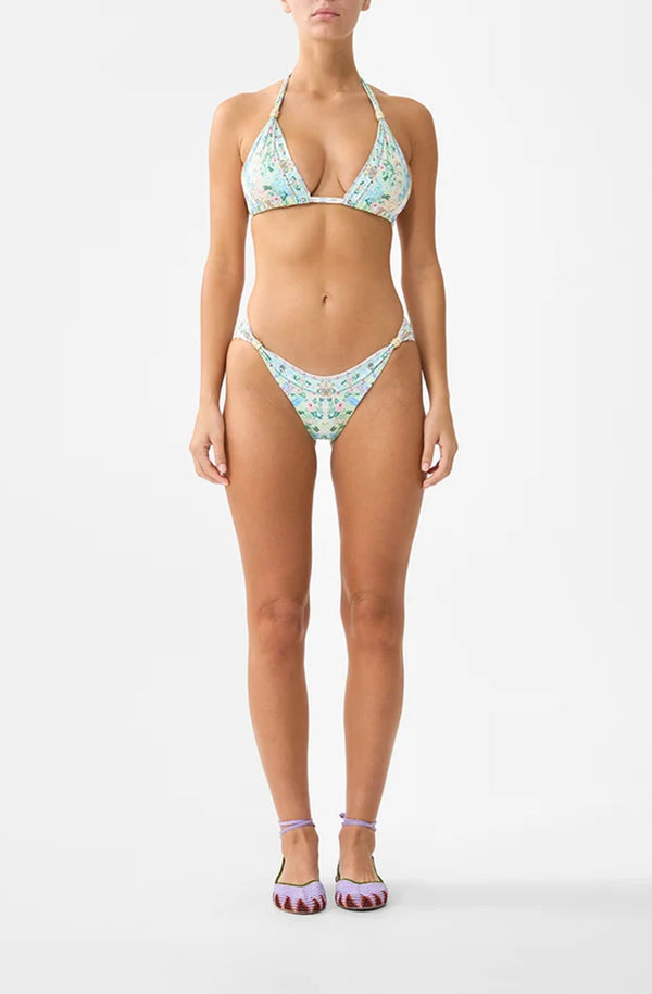 CAMILLA Women Soft Thick Tie Tri Bikini Set With Trims - Midsummer Mosaics