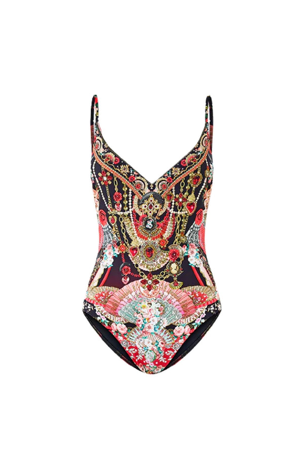 CAMILLA Women V Neck Underwire One Piece With Back Closure - Daughters Of Duende