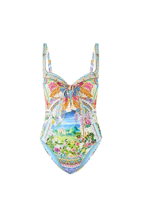 CAMILLA Women Sweetheart Neck One Piece With Tie Front - Navàs Nouveau