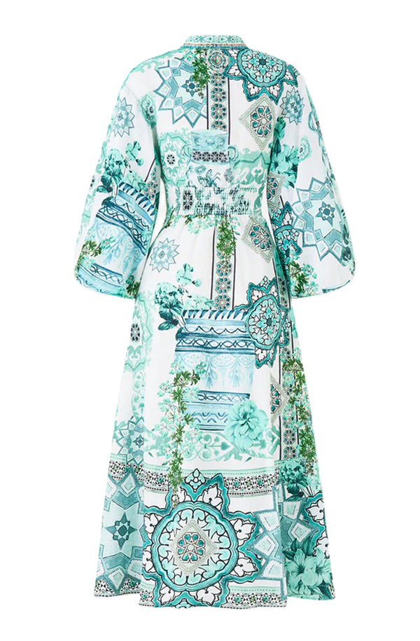 CAMILLA Women Waist Tie Shirt Dress With Bubble Sleeve - Balearic Bebé