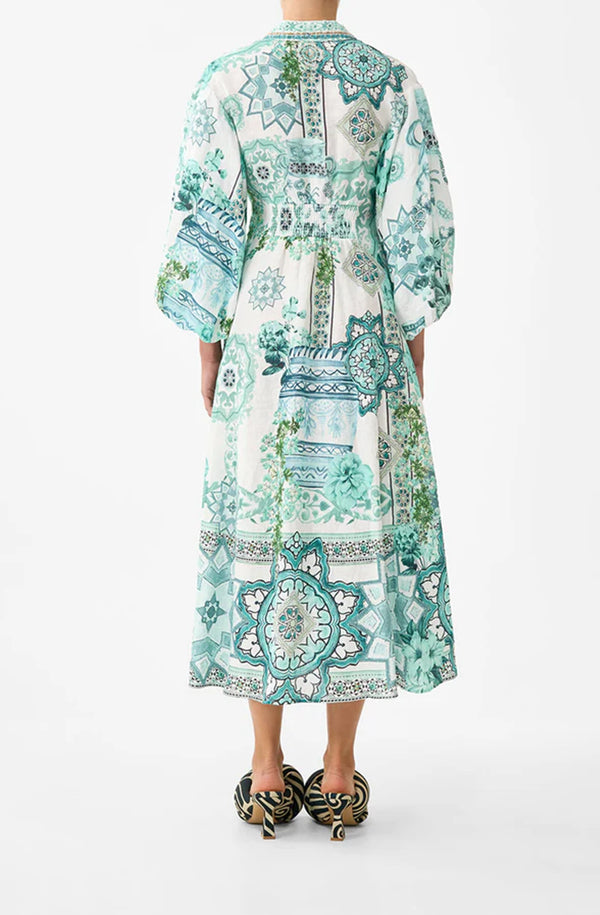 CAMILLA Women Waist Tie Shirt Dress With Bubble Sleeve - Balearic Bebé