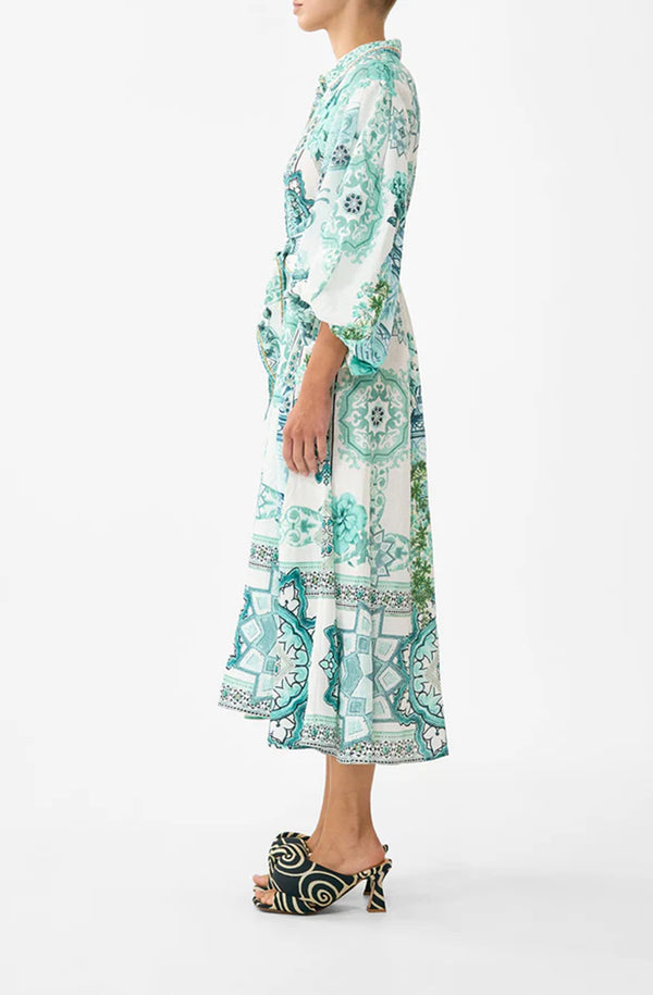 CAMILLA Women Waist Tie Shirt Dress With Bubble Sleeve - Balearic Bebé