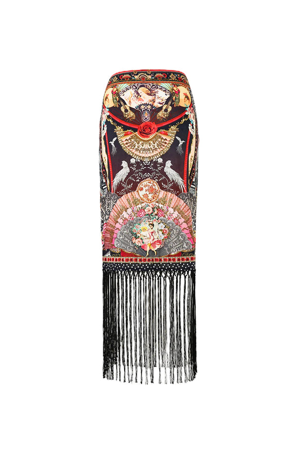 CAMILLA Women Woven Short Sarong with Long Fringe Trim - Daughters of duende
