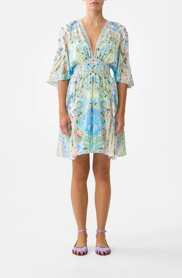 CAMILLA Women Short Waisted Dress - Midsummer Mosaics