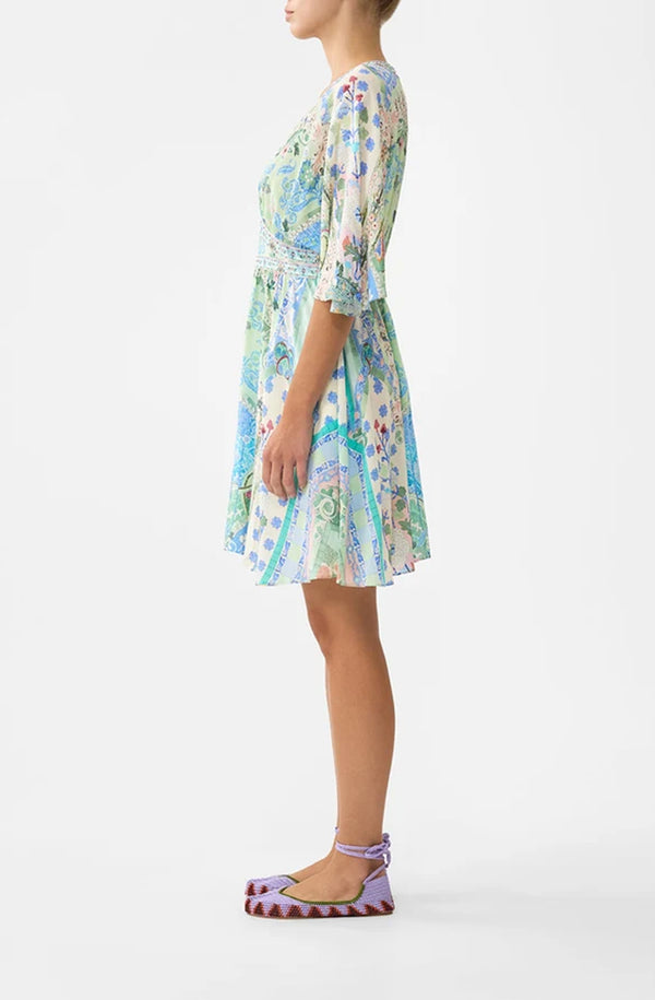 CAMILLA Women Short Waisted Dress - Midsummer Mosaics