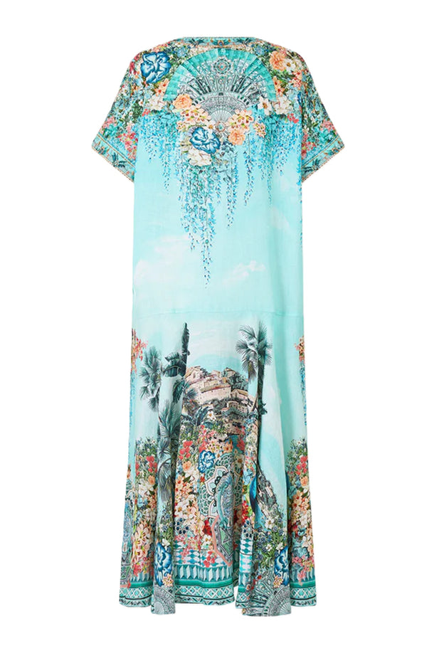 CAMILLA Women V Neck Kaftan With Drop Waist - Balearic Bebé