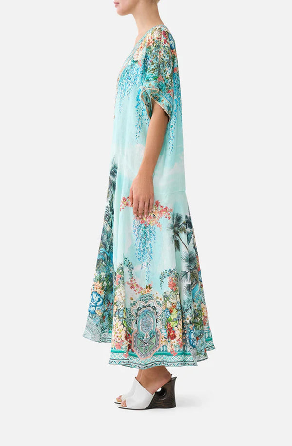 CAMILLA Women V Neck Kaftan With Drop Waist - Balearic Bebé