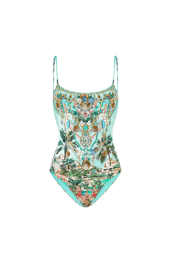 CAMILLA Women Straight Neck One Piece With Back Strap Detail - Balearic Bebé