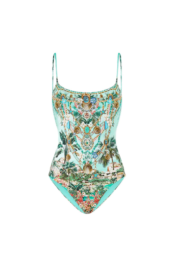 CAMILLA Women Straight Neck One Piece With Back Strap Detail - Balearic Bebé