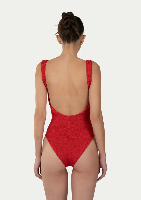PARAMIDONNA Women Holly Chili Pepper V-Shaped One-Piece Swimsuit