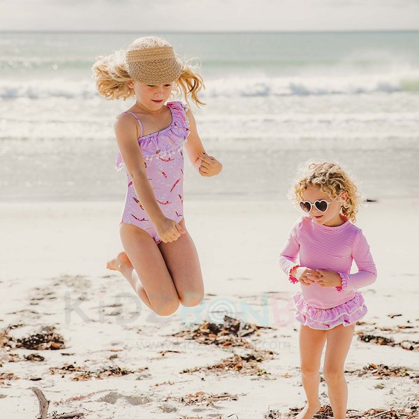 SNAPPERROCK Girls Diving Diva One-Shoulder Frill Swimsuit