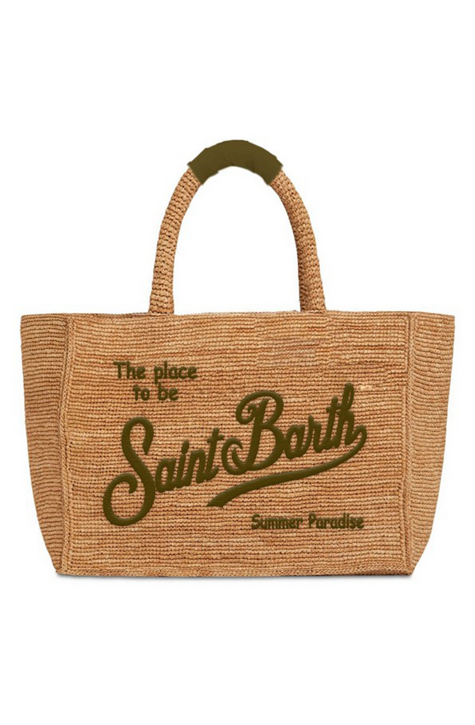 MC2 Saint Barth Vanity raffia shoulder bag with Saint Barth embroidery