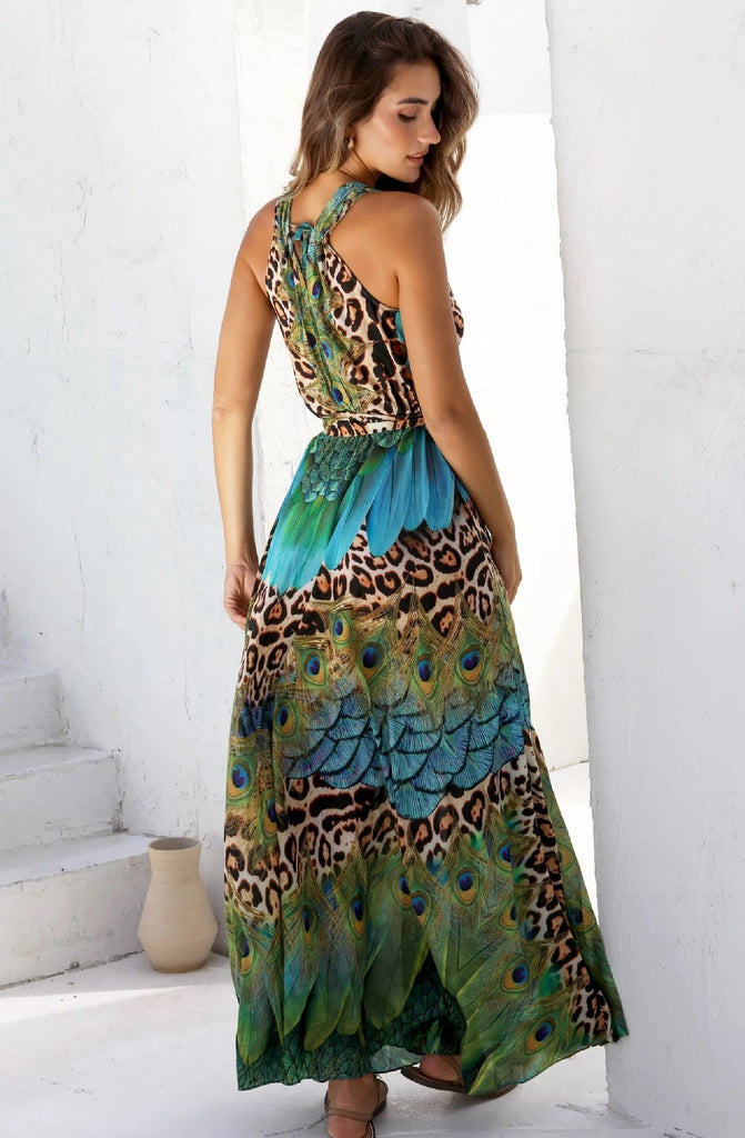 DOLCESSA Emerald Savannah Crystal Maxi Dress