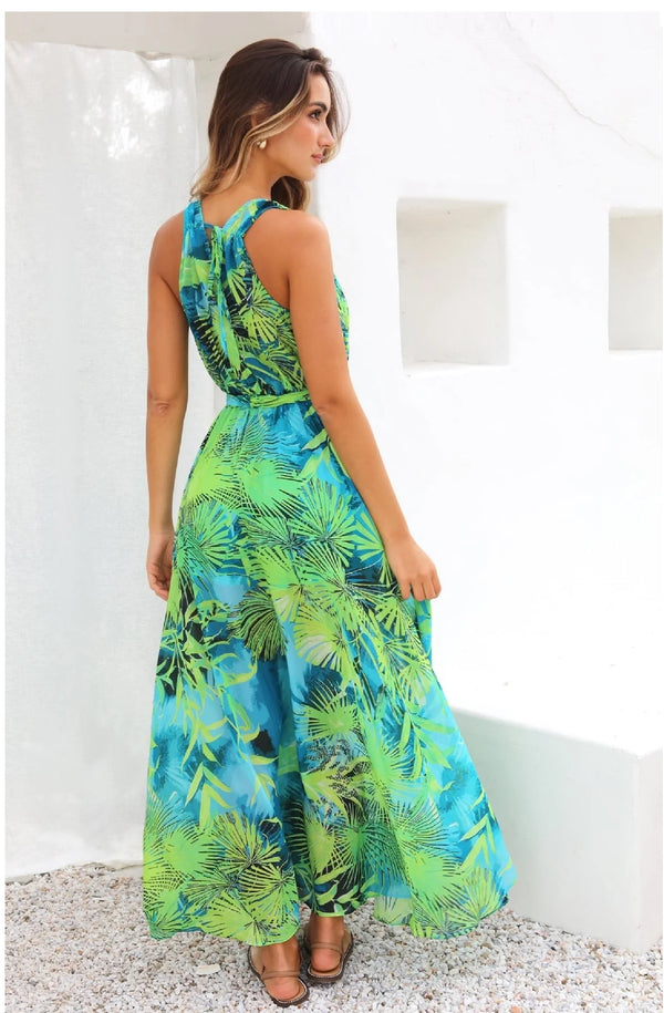 DOLCESSA Women Teal Oasis Crystal Maxi Dress