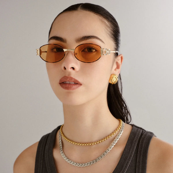 LE SPECS Unisex The Forbidden Bright Gold Oval Sunglasses