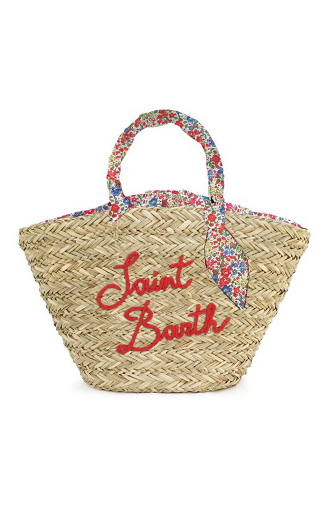MC2 Saint Barth Straw bag with front embroidery and fabric handles