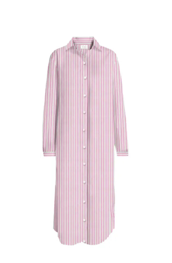 MC2 SAINT BARTH Women Adeline Striped Print Cotton Maxi Shirt Dress