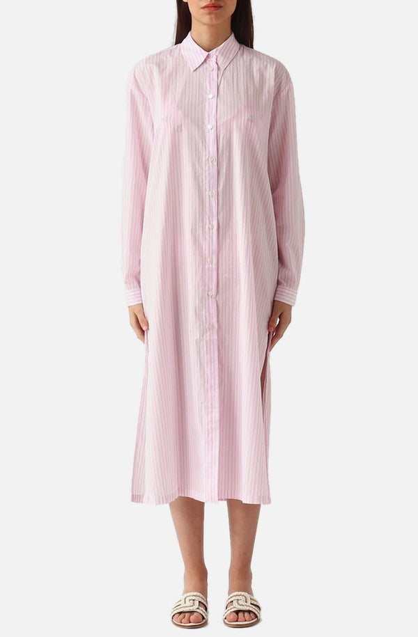MC2 SAINT BARTH Women Adeline Striped Print Cotton Maxi Shirt Dress