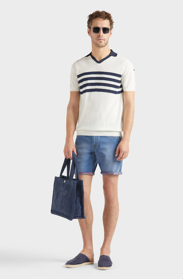 VILEBREQUIN Men Organic Cotton Polo Stripe Bicolor