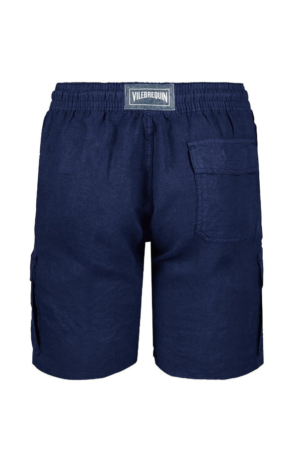 VILEBREQUIN Men Linen Bermuda Shorts Cargo Pockets
