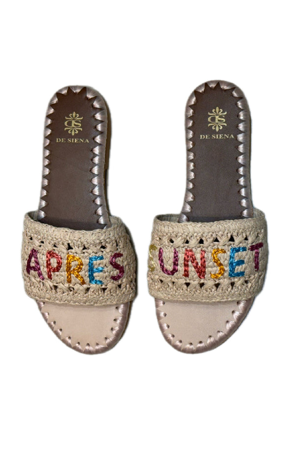 DE SIENA Women Apres Sunset Raffia Natural Slip On Sandals