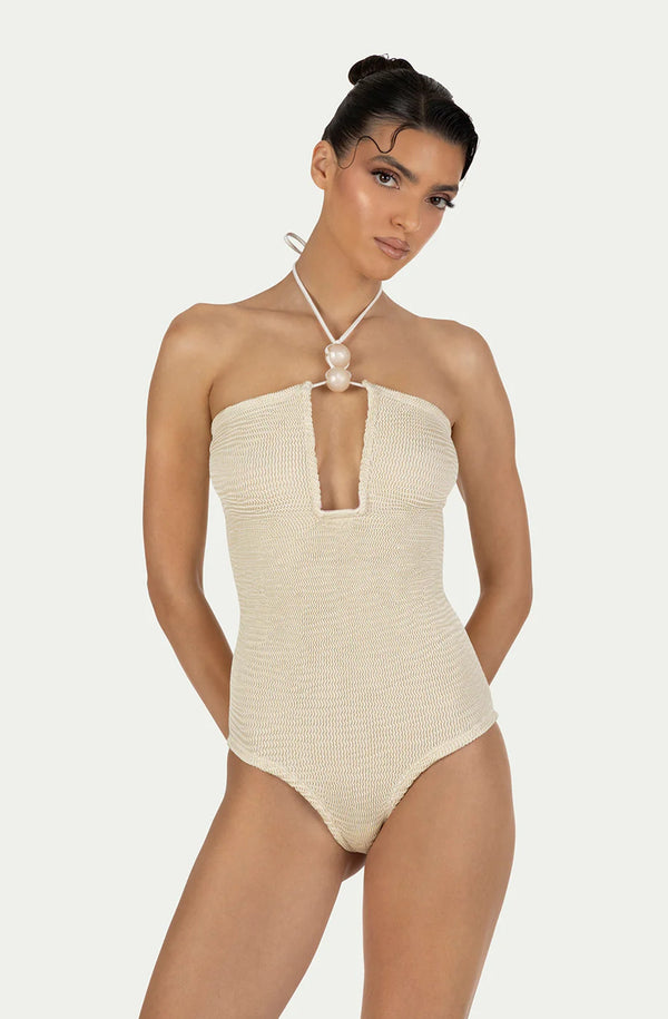 PARAMIDONNA Women Adriana Ivory U-Shape One-Piece Swimsuit