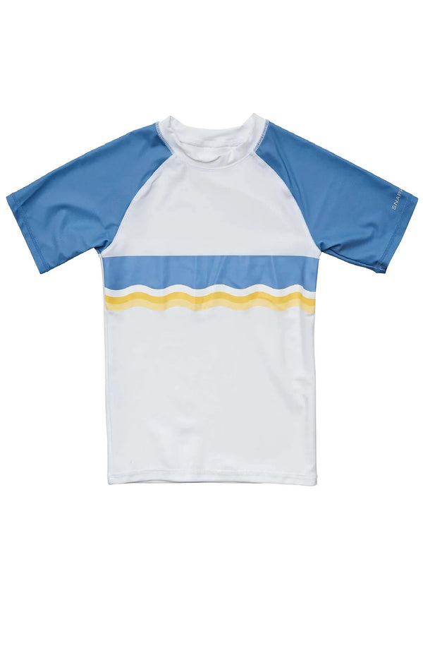 SNAPPERROCK Boys Sunrise Stripe Short Sleeves Rash Top