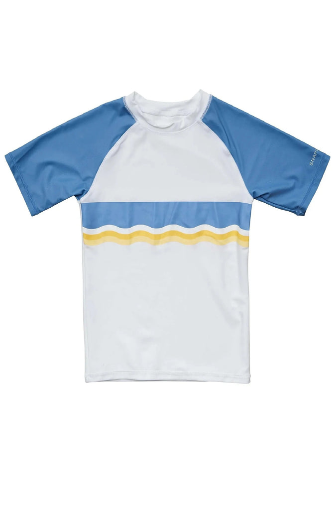 SNAPPERROCK Boys Sunrise Stripe Short Sleeves Rash Top