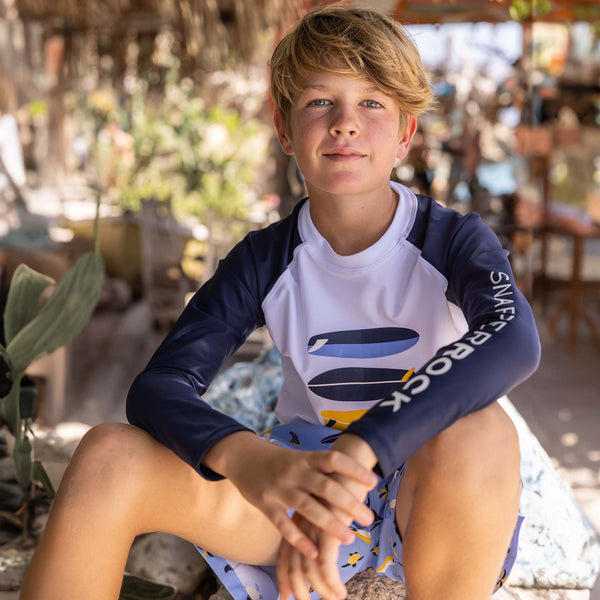 SNAPPERROCK Boys Wave Break Long Sleeve Rash Top