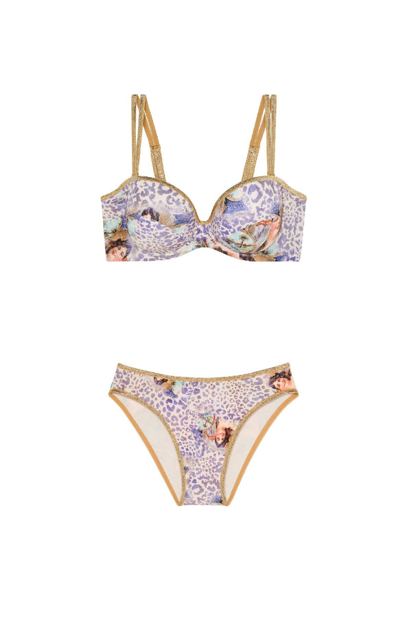 PAIN de SUCRE Women Baby Printed Bandeau Top and Samy High-Cut Bikini Bottom