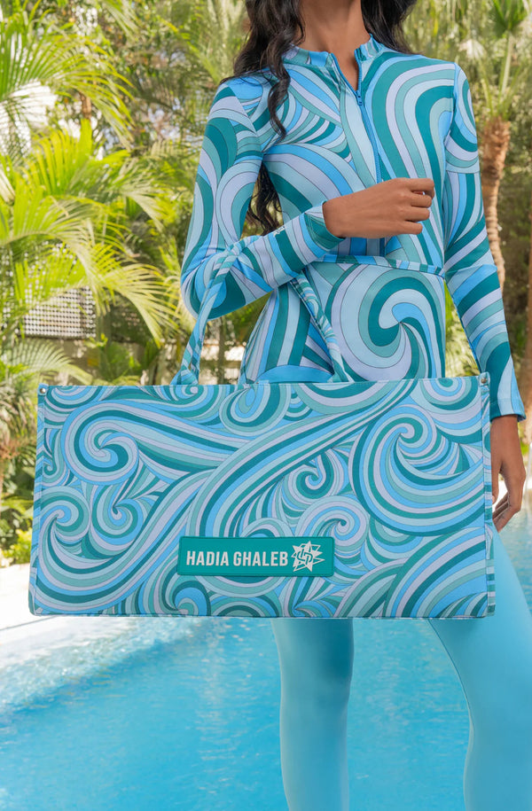 HADIA GHALEB Onda Blu Mega Tote Bag