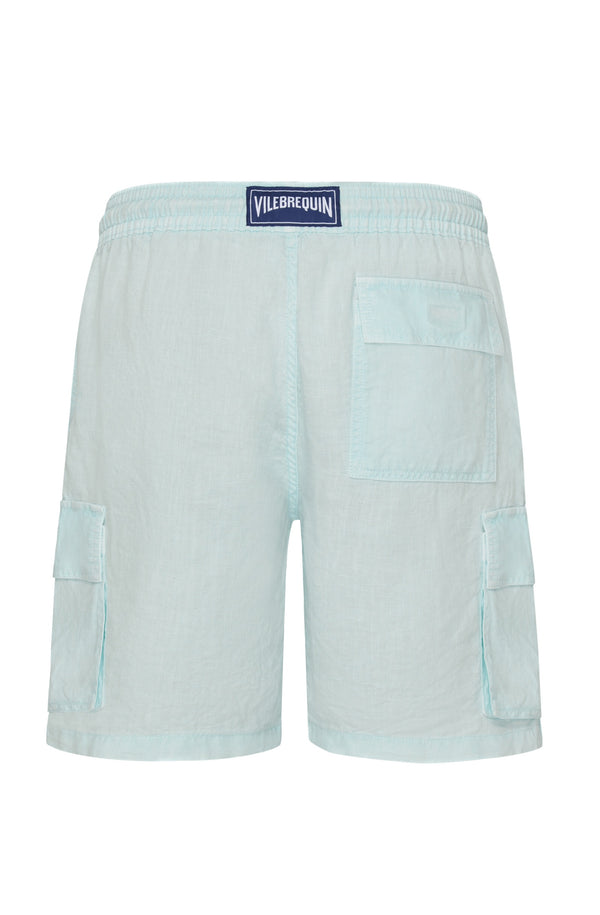 VILEBREQUIN Men Linen Cargo Bermuda Shorts Natural Dye